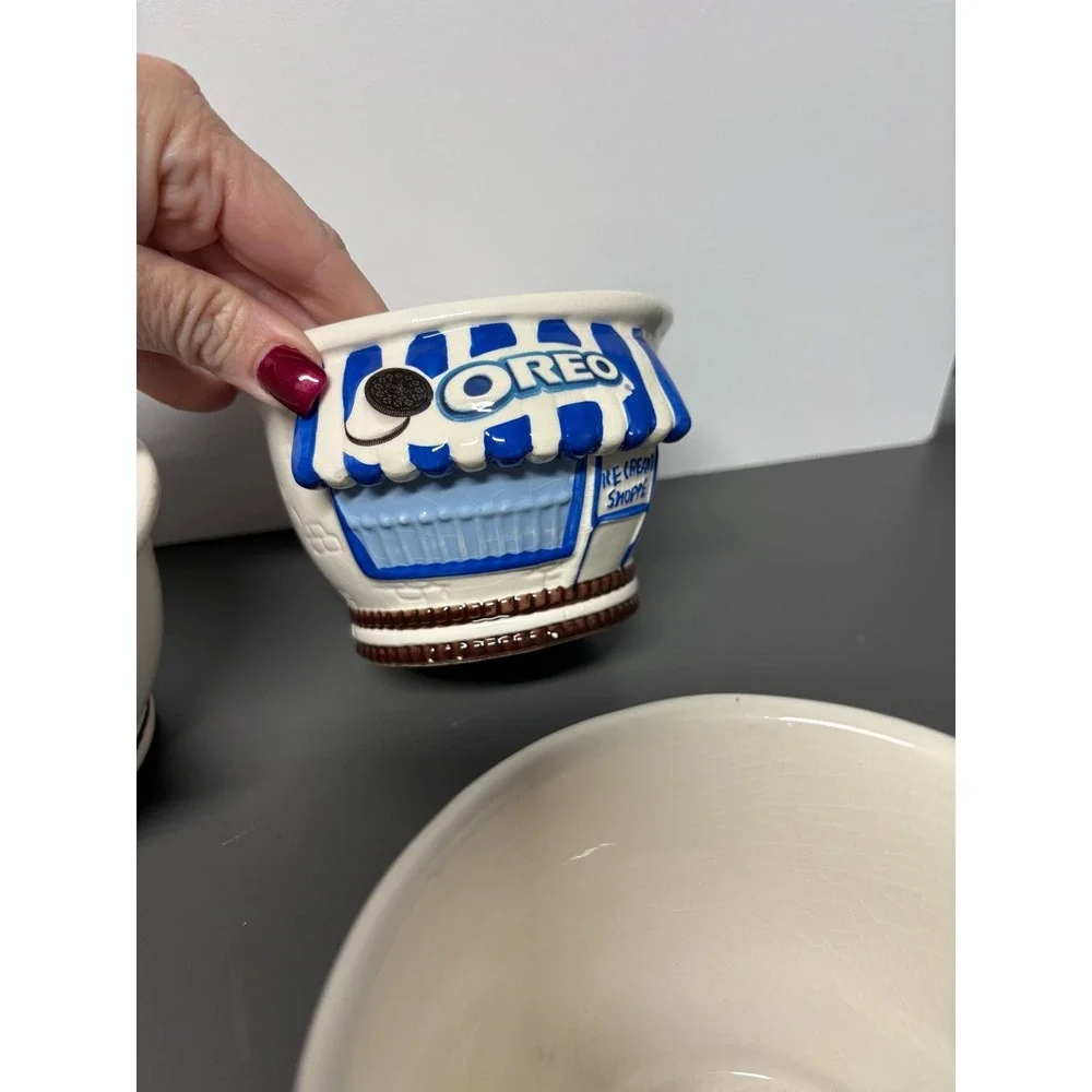 Vintage Hallmark Oreo Cookie Ice Cream Shoppe Bowls Set of 4 Kraft Used #31861